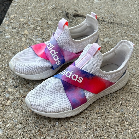 adidas Shoes - Adidas white and pink tie dye women’s slip on tennis shoes size 8.5